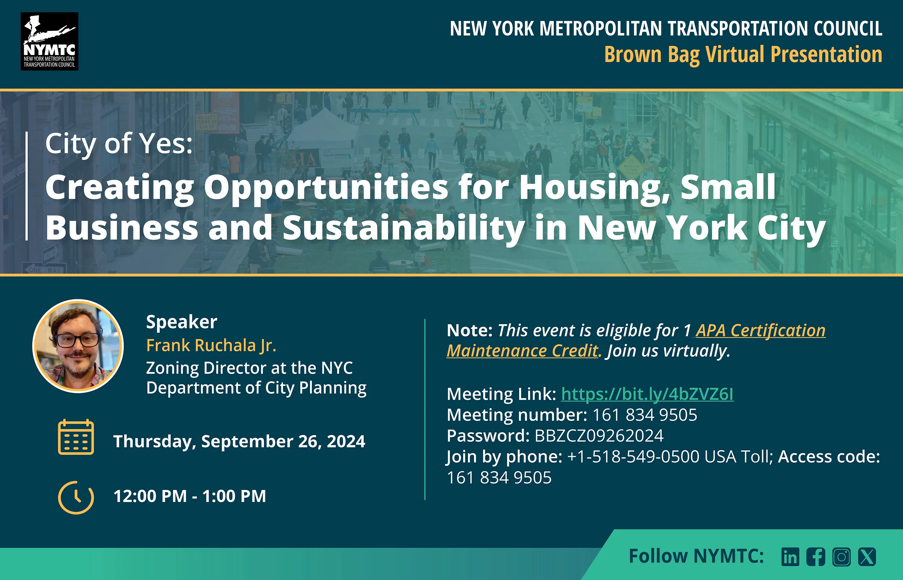 2024-09-26 NYMTC Brown Bag Notice 2024-09-26 NYMTC Brown Bag Notice